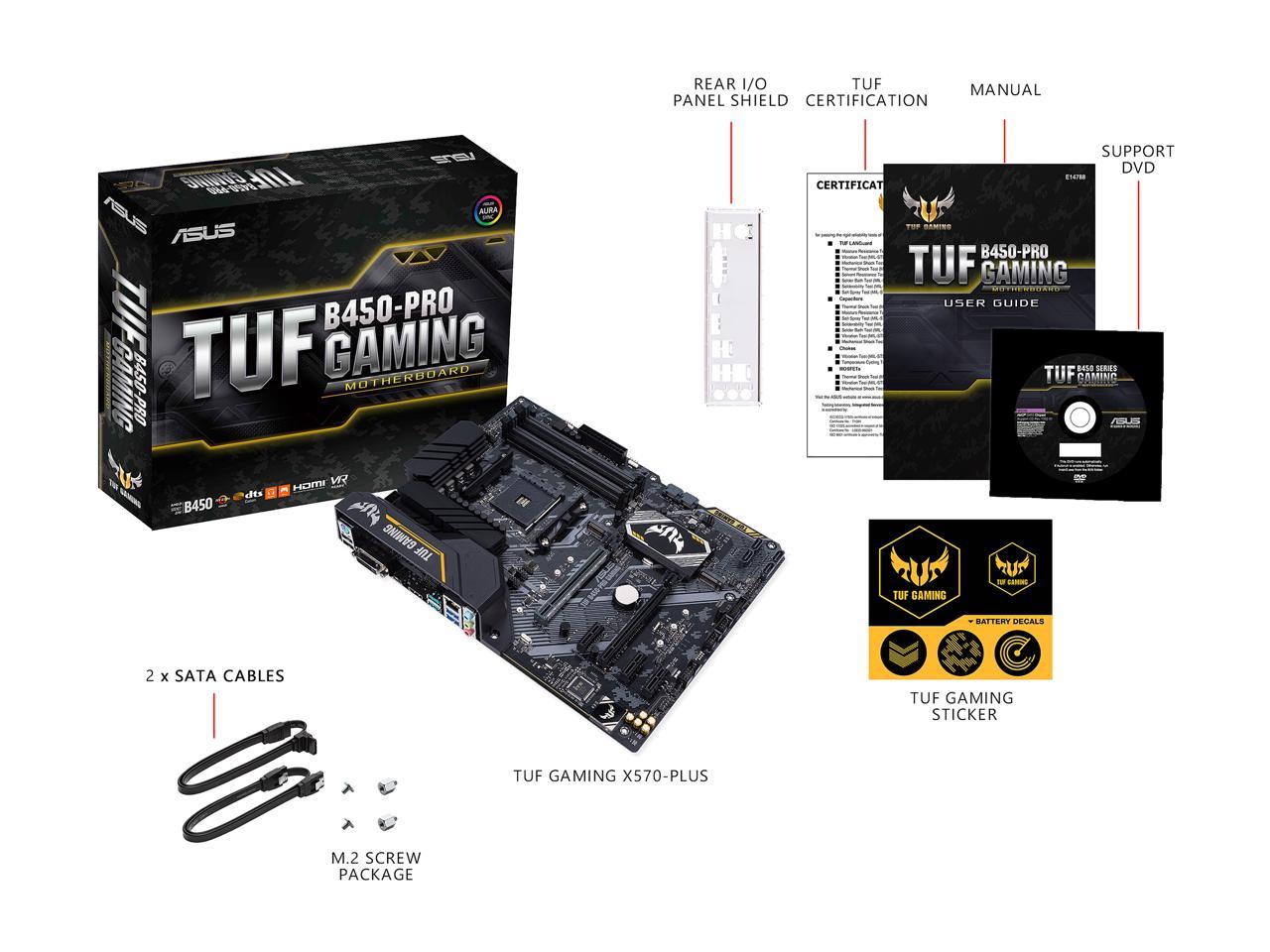 Asus Tuf B450-Pro Gaming Am4 Amd B450 Sata 6Gb/S Atx Amd Motherboard