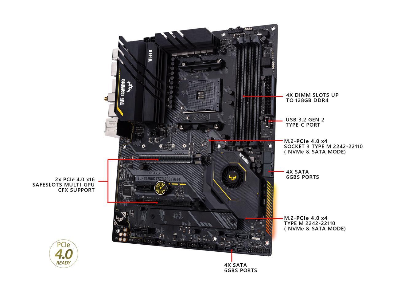 Asus Tuf Gaming X570-Pro (Wifi 6) Amd Am4 (3Rd Gen Ryzen Atx Gaming Motherboard)
