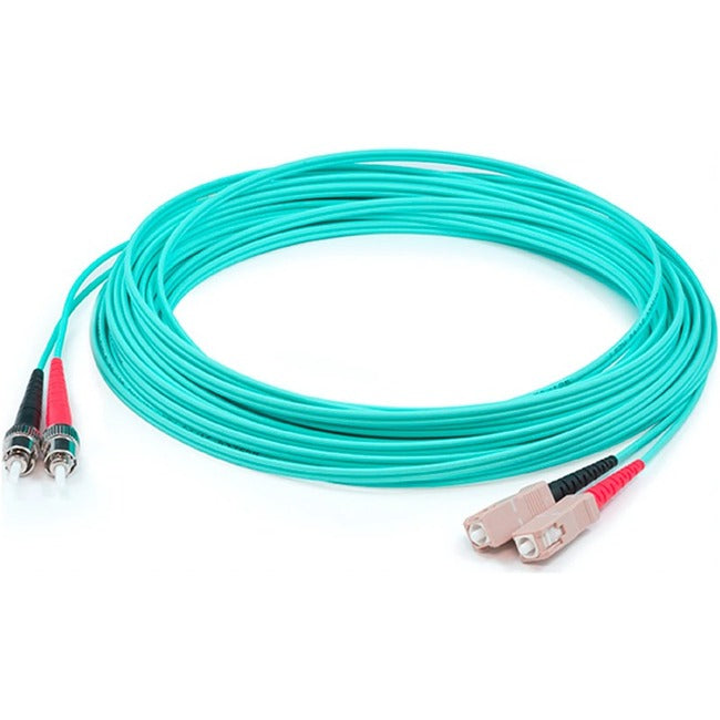 AddOn 20m SC (Male) to ST (Male) Straight Aqua OM4 Duplex Plenum Fiber Patch Cable ADD-ST-SC-20M5OM4P