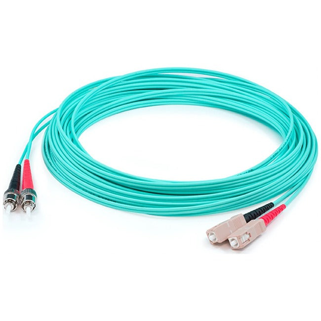 AddOn 21m SC (Male) to ST (Male) Straight Aqua OM4 Duplex LSZH Fiber Patch Cable ADD-ST-SC-21M5OM4LZ