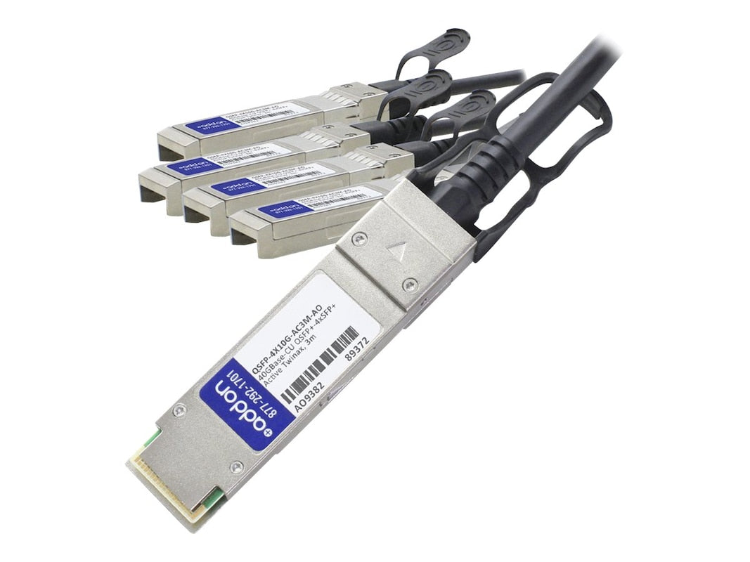 AddOn Cisco Compatible TAA Compliant 40GBase-CU QSFP+ to 4xSFP+ Direct Attach Cable (Active Twinax, 3m) QSFP-4X10G-AC3M-AO