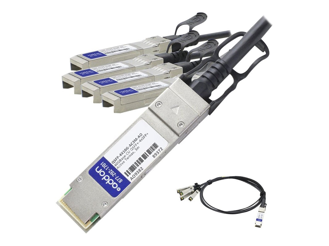 AddOn Cisco Compatible TAA Compliant 40GBase-CU QSFP+ to 4xSFP+ Direct Attach Cable (Active Twinax, 3m) QSFP-4X10G-AC3M-AO