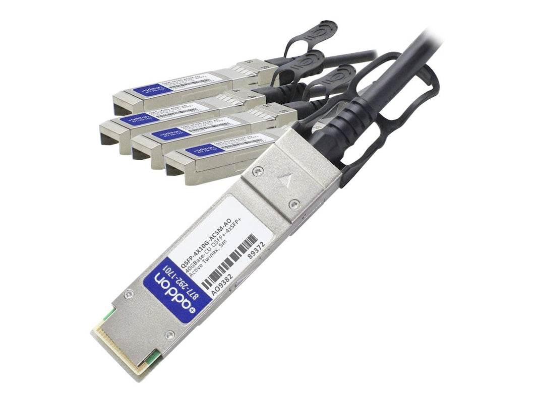 AddOn Cisco Compatible TAA Compliant 40GBase-CU QSFP+ to 4xSFP+ Direct Attach Cable (Active Twinax, 5m) QSFP-4X10G-AC5M-AO