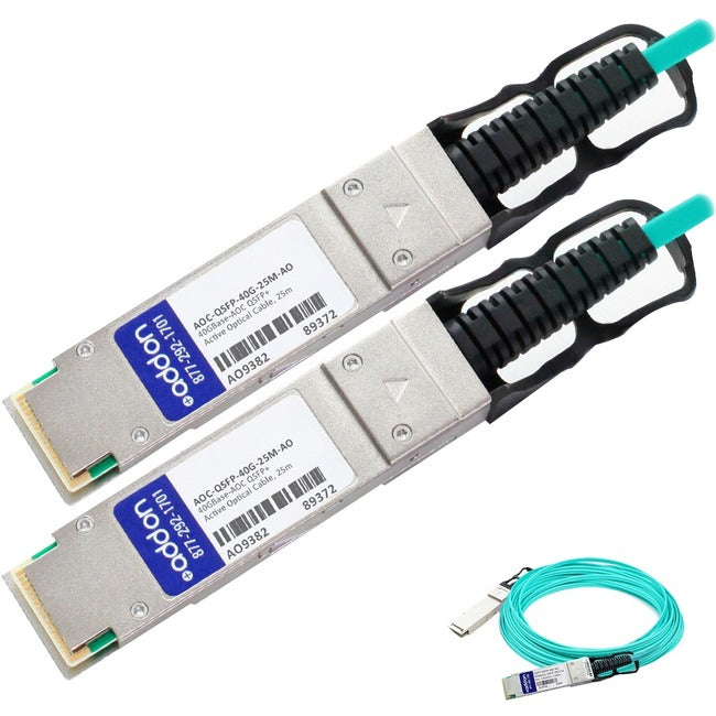 AddOn Dell Compatible TAA Compliant 40GBase-AOC QSFP+ to QSFP+ Active Optical Cable (850nm, MMF, 25m) AOC-QSFP-40G-25M-AO