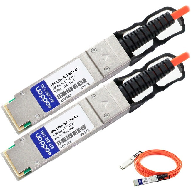 AddOn Dell Compatible TAA Compliant 40GBase-AOC QSFP+ to QSFP+ Direct Attach Cable (850nm, MMF, 20m) AOC-QSFP-40G-20M-AO