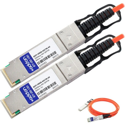 AddOn MSA and TAA Compliant 100GBase-AOC QSFP28 to QSFP28 Direct Attach Cable (850nm, MMF, 7m) QSFP-100GB-AOC7M-AO