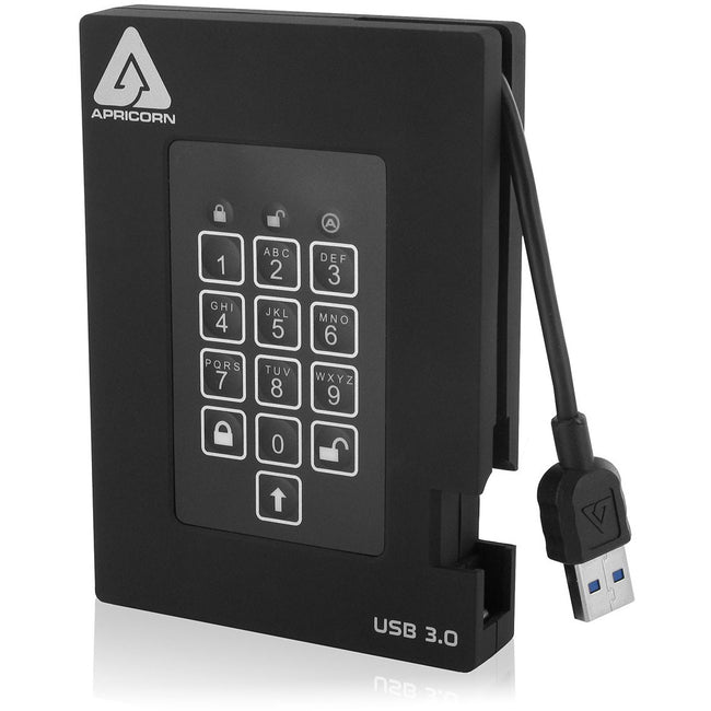 Apricorn Aegis Padlock A25-3Pl256-500F 500 Gb Portable Rugged Hard Drive - 2.5" External - Black