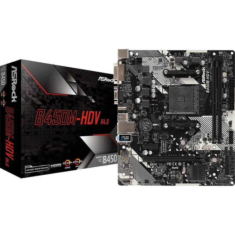Asrock B450M-Hdv R4.0 Am4 Amd Promontory B450 Sata 6Gb/S Micro Atx Amd Motherboard