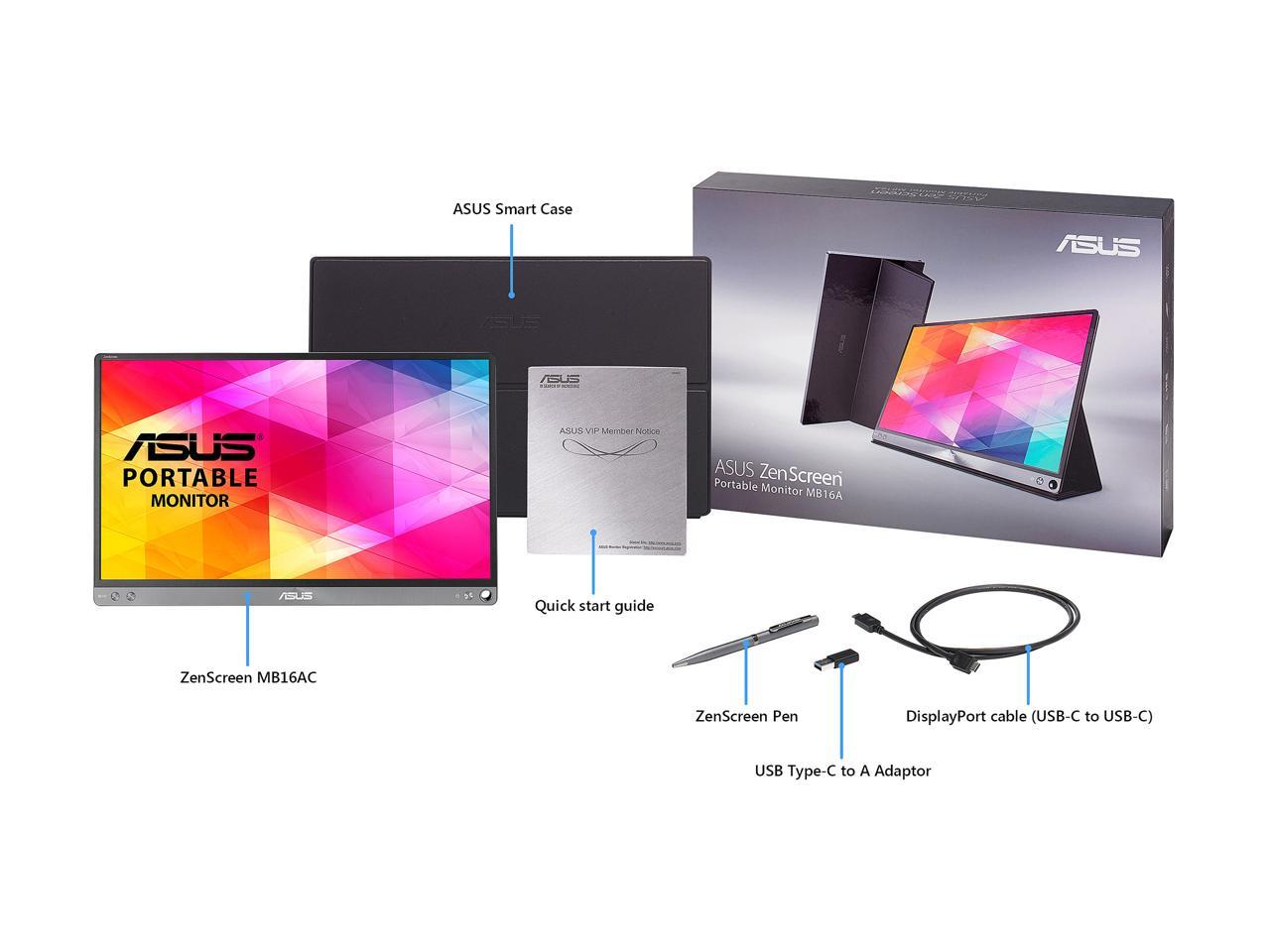 Asus Mb16Ac 15.6 Inch 800:1 5Ms Full Hd Ips Usb Type-C Portable Eye Care Monitor (Silver+Black)