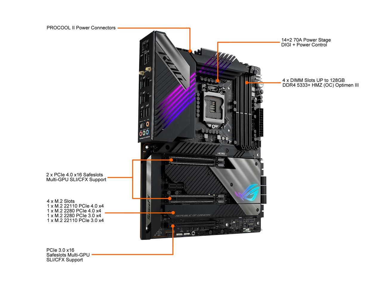 Asus Rog Maximus Xiii Hero Lga1200/ Intel Z590/ Ddr4/ 2-Way Sli/ Sata3&Usb3.2/ M.2/ Wifi/ Bluetooth/ Atx Motherboard