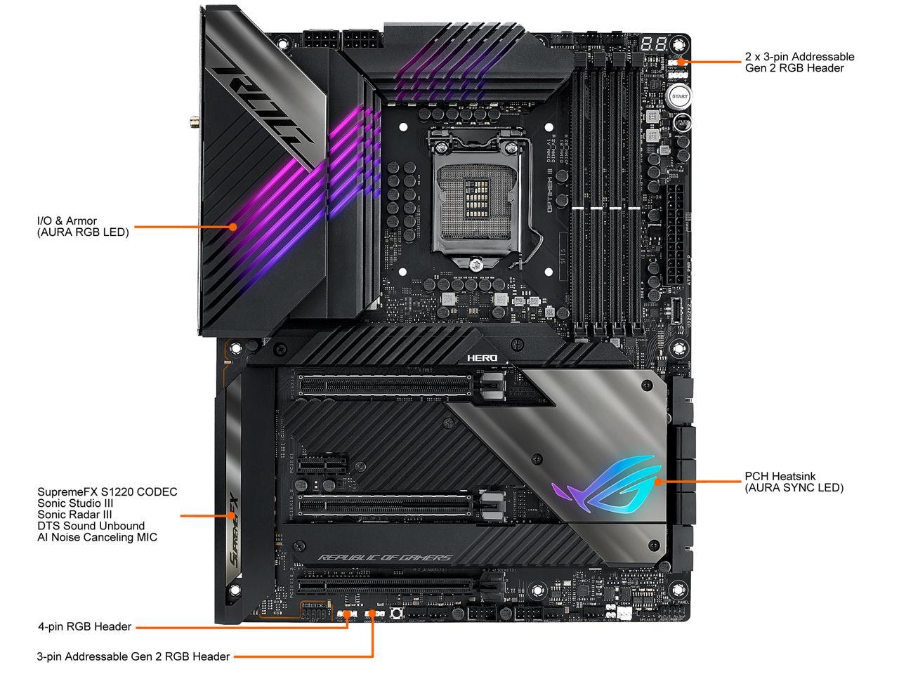 Asus Rog Maximus Xiii Hero Lga1200/ Intel Z590/ Ddr4/ 2-Way Sli/ Sata3&Usb3.2/ M.2/ Wifi/ Bluetooth/ Atx Motherboard
