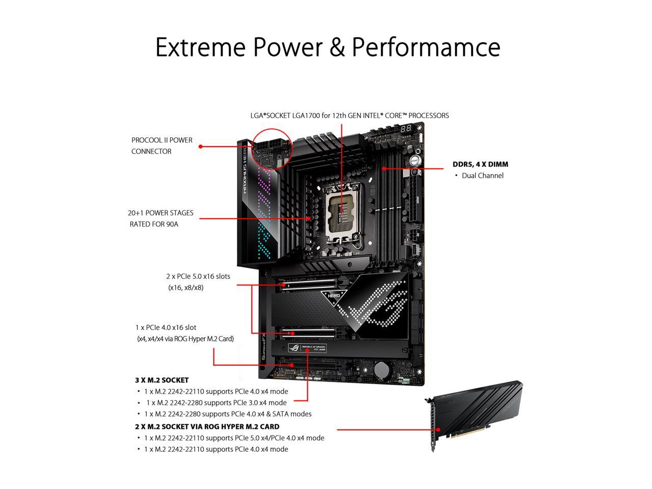 Asus Rog Maximus Z690 Hero Lga1700/ Intel Z690/ Ddr5/ Wifi & Bluetooth/ Sata3&Usb3.2/ M.2/ Atx Motherboard