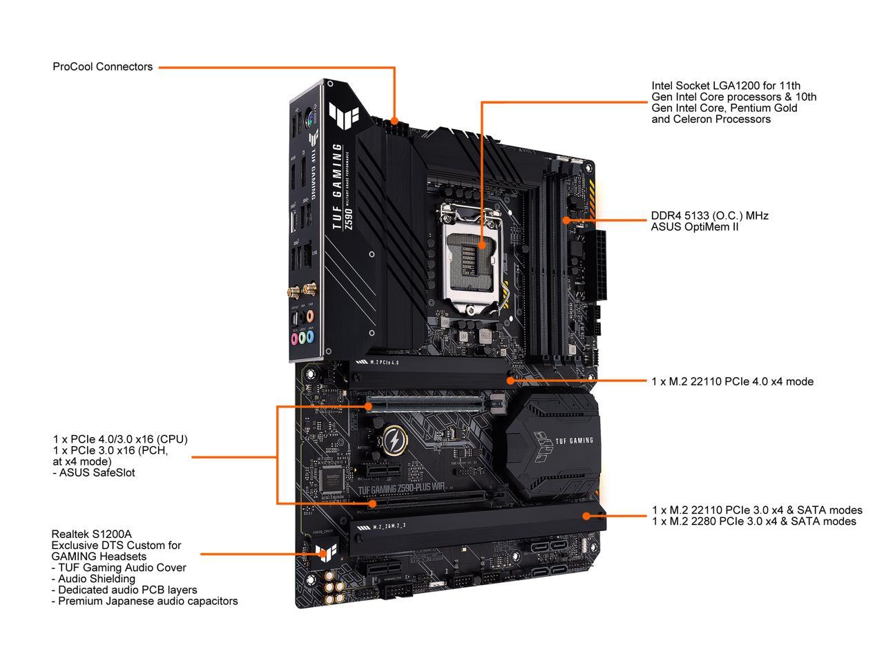 Asus Tuf Gaming Z590-Plus Wifi Socket 1200/ Intel Z590/ Ddr4/ 2-Way Crossfirex/ Sata3&Usb3.2/ M.2/ Atx Motherboard