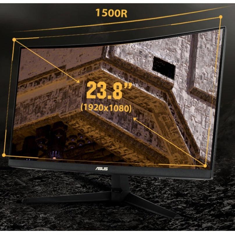 Asus Tuf Gaming Vg24Vq1B 23.8 Inch 3000:1 1Ms Hdmi/Displayport/Earphone Jack Led Non-Glare Curved Gaming Monitor W/ Speakers
