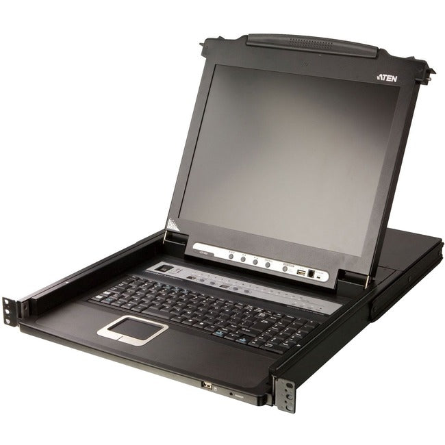 Aten Slideaway Cl5708 17" Lcd Console 8-Port Combo Kvm With Peripheral Sharing Technology-Taa Compliant