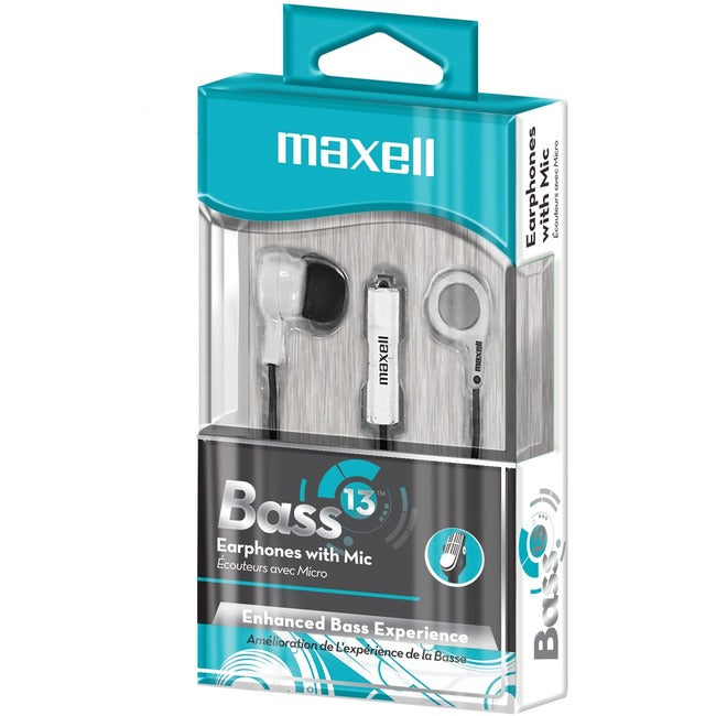 B-13W Earbud W/ Mic White,Heavy Bass