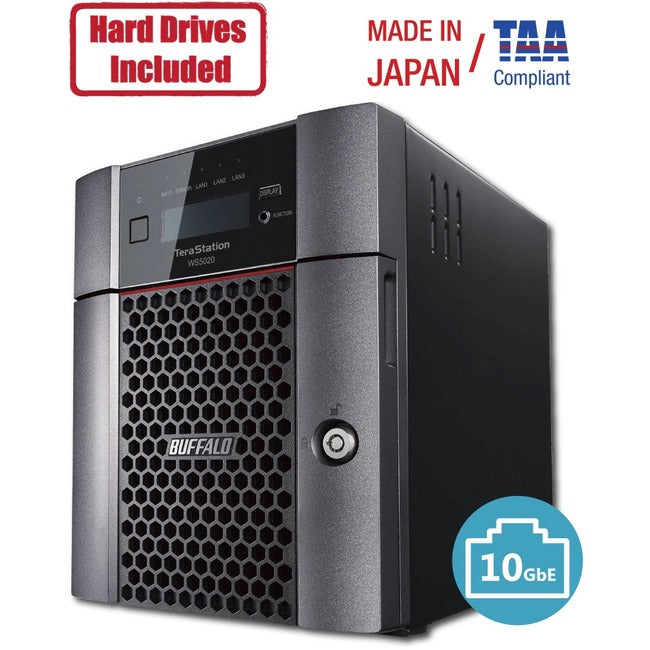BUFFALO TeraStation WS5420 4-Bay Desktop Windows Server IoT 2019 NAS 8TB Hard Drives Included WS5420DN08S9