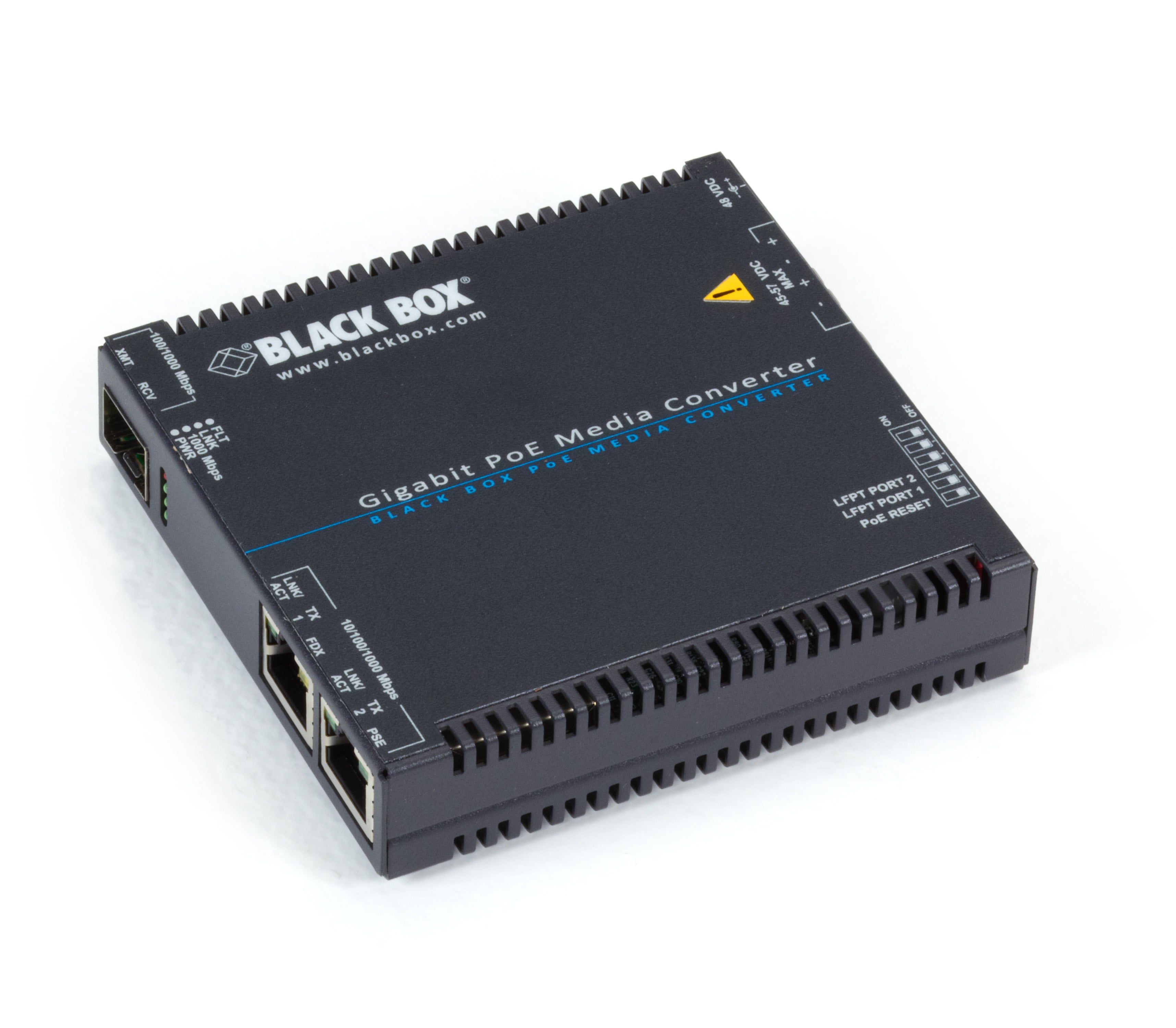 Black Box Gigabit PoE Media Converter, 10/100/1000BASE-T to SFP LGC5200A