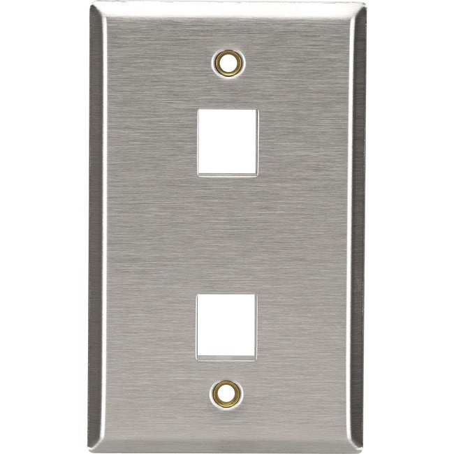 Black Box Keystone Wallplate - Stainless Steel, Single-Gang, 2-Port WP371