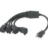C2G 14In 1-To-4 18 Awg Power Cord Splitter (4 Nema 5-15R -> 1 Nema 5-15P) Black 0.35 M