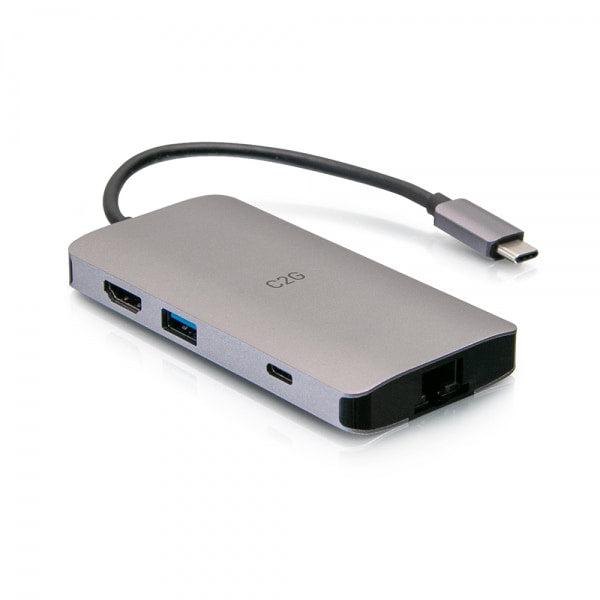 C2G Usb-C 8-In-1 Mini Dock With Hdmi, 2X Usb-A, Ethernet, Sd Card Reader, And Usb-C Power Delivery Up To 100W - 4K 30Hz