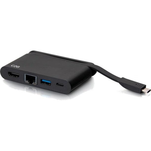 C2G Usb-C 4-In-1 Compact Dock With Hdmi, Usb-A, Ethernet, And Usb-C Power Delivery Up To 100W - 4K 30Hz