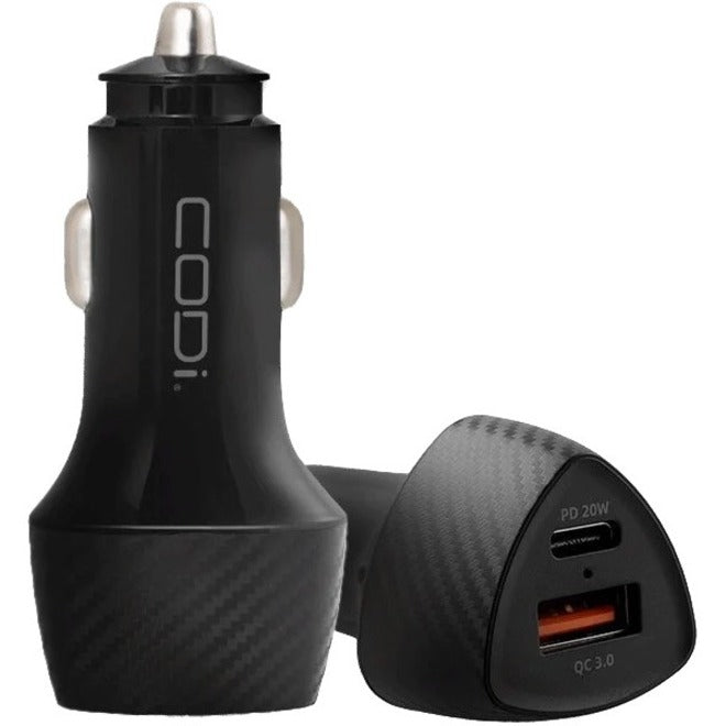 CODi Dual Port 20W Car Charger/Auto Adapter (USB-C, USB-A Outputs) A01109