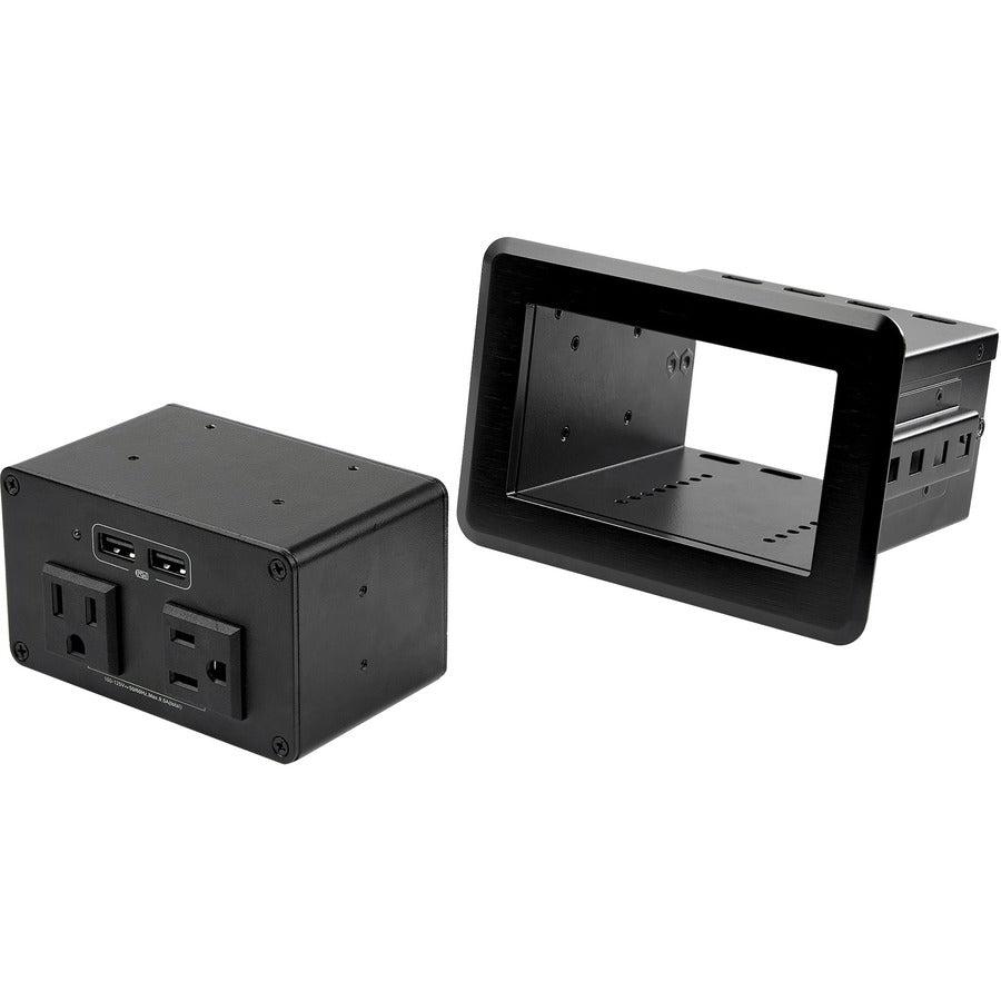Conference Table Power Center - Recessed Desk Power Strip with AC Outlets & USB Charging | StarTech KITBZPOWNA