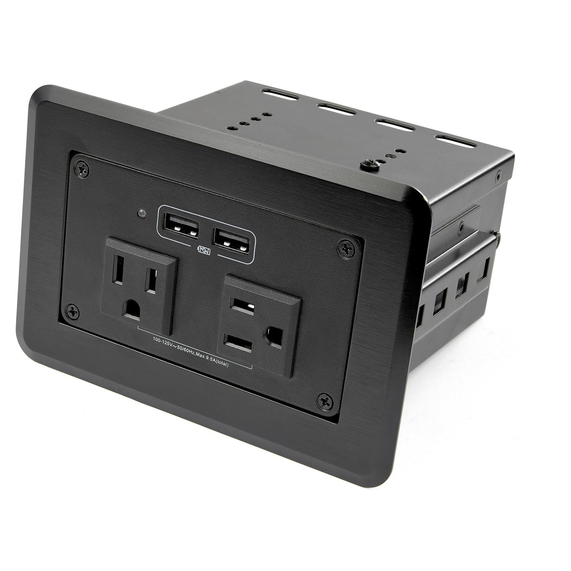 Conference Table Power Center - Recessed Desk Power Strip with AC Outlets & USB Charging | StarTech KITBZPOWNA