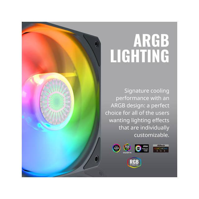 Cooler Master Mfx-B2Dn-183Pa-R1 Sickleflow 120 V2 Addressable Rgb 3 In 1 Square Frame Fan,