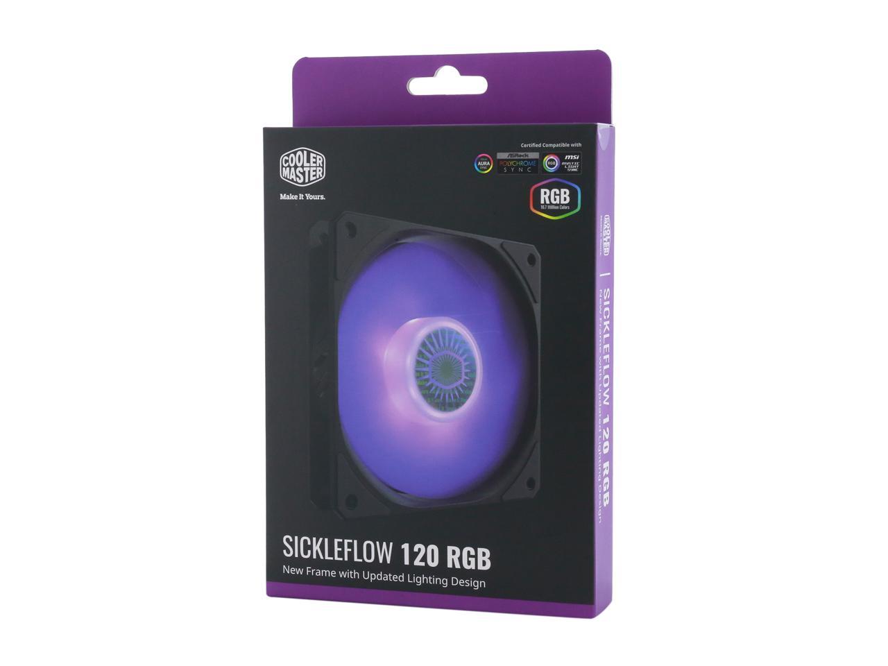 Cooler Master Mfx-B2Dn-18Npc-R1 Sickleflow 120 V2 Rgb Square Frame Fan With Customizable Leds, Air