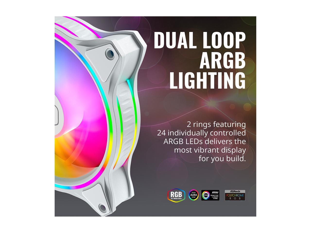 Cooler Master Masterfan Mf120 Halo (White Edition, 3 In 1 With Argb Led Controller) - Duo-Ring