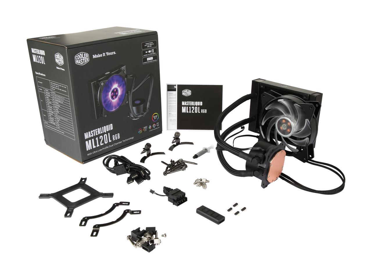 Cooler Master Masterliquid Ml120L Rgb Close-Loop Cpu Liquid Cooler, 120Mm Radiator, Dual Chamber Rgb
