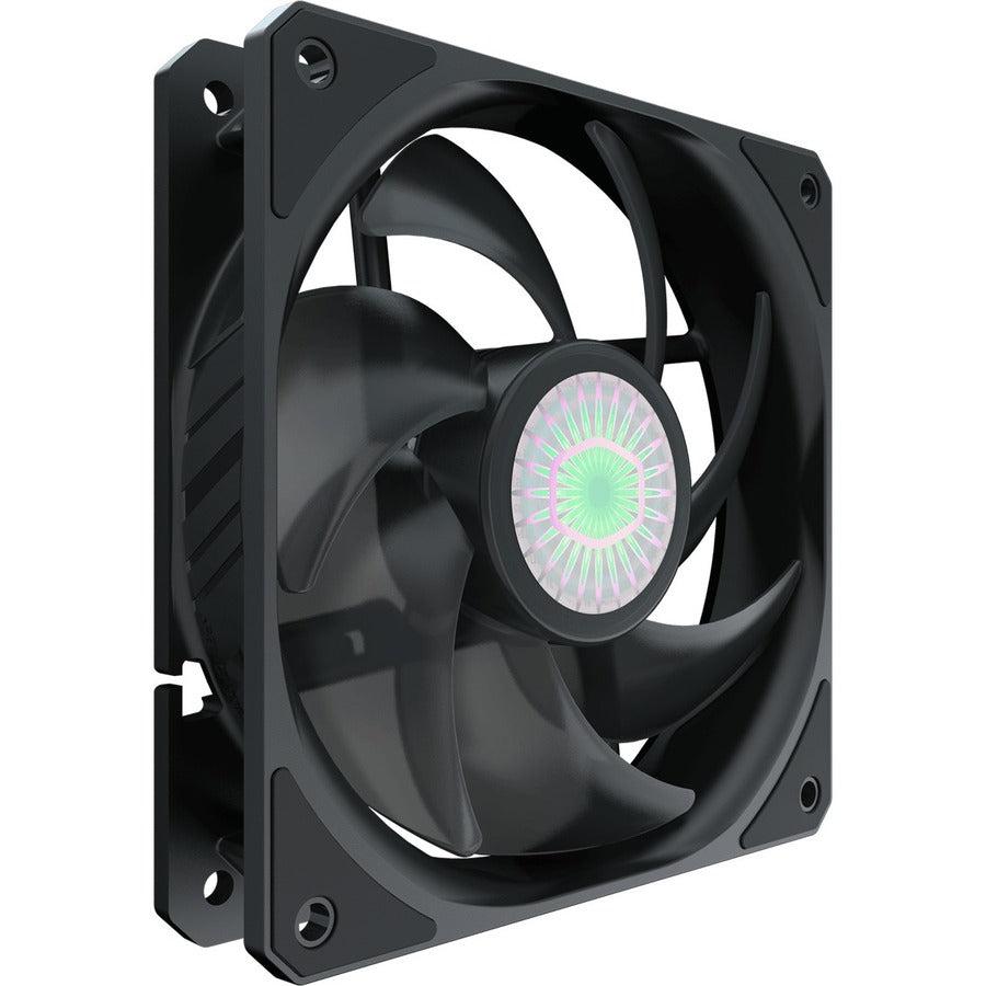 Cooler Master Sickleflow 120 V2 All-Black Square Frame Fan With Air Balance Curve Blade Design, Sealed Bearing, Pwm Control For