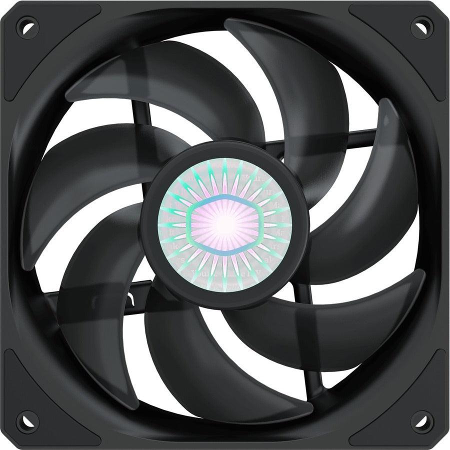 Cooler Master Sickleflow 120 V2 All-Black Square Frame Fan With Air Balance Curve Blade Design, Sealed Bearing, Pwm Control For