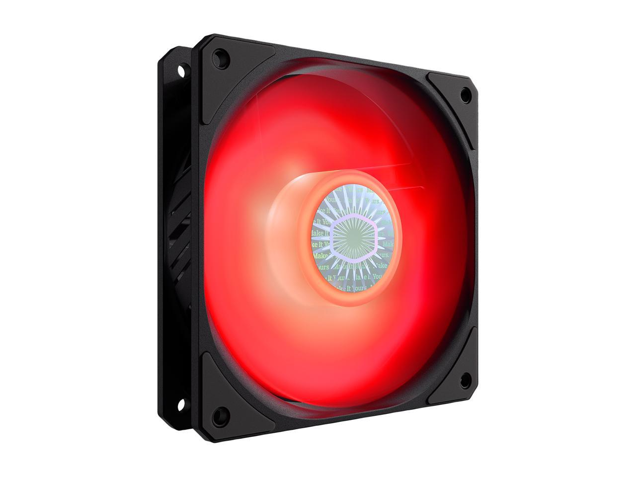 Cooler Master Sickleflow 120 V2 Red Led Square Frame Fan With Air Balance Curve Blade Design, Sealed