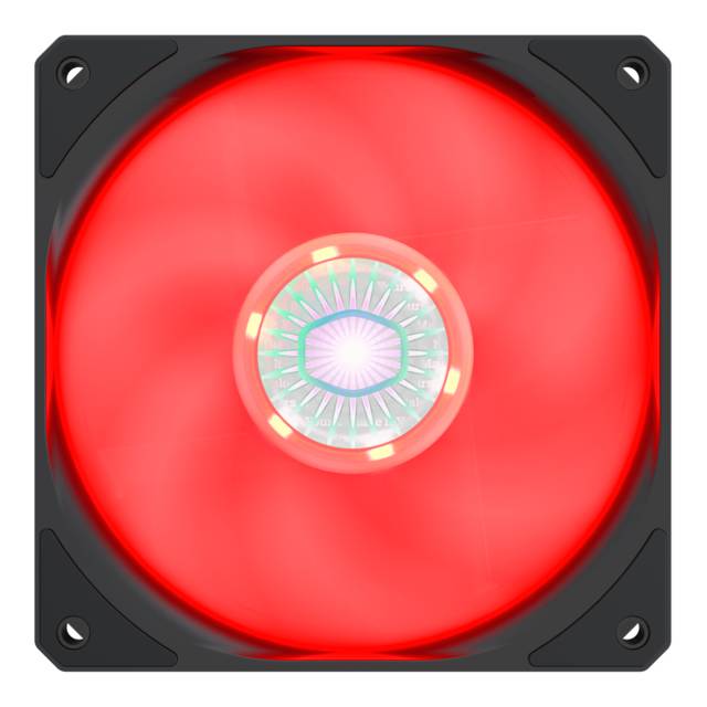 Cooler Master Sickleflow 120 V2 Red Led Square Frame Fan With Air Balance Curve Blade Design, Sealed
