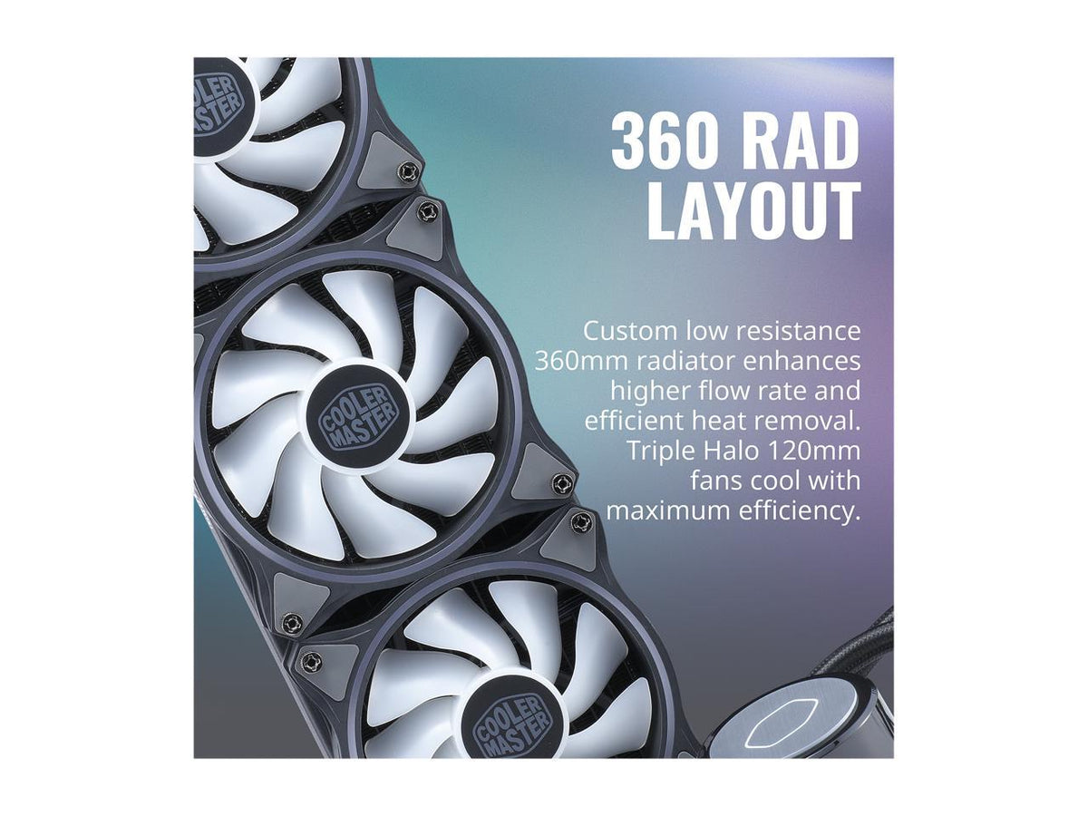 Coolermaster Masterliquid Ml360 Illusion, Translucent Dome, 3Rd Gen Dual Chamber Pump, 240 Radiator,