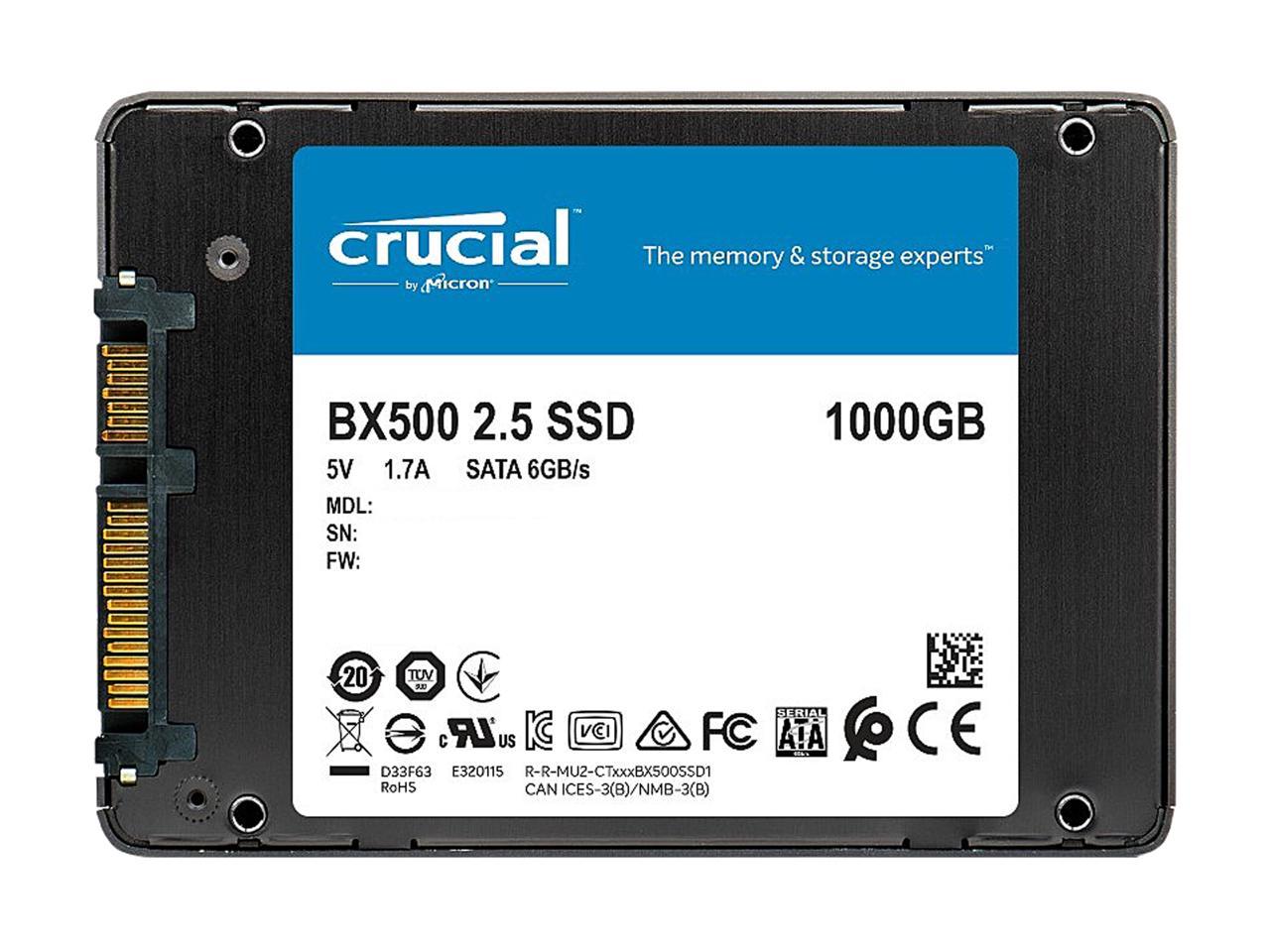 Crucial Bx500 1Tb 3D Nand Sata 2.5-Inch Internal Ssd, Up To 540 Mb/S - Ct1000Bx500Ssd1