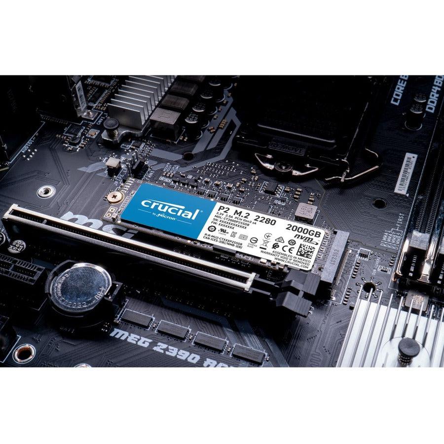 Crucial P2 CT2000P2SSD8 2 TB Solid State Drive - M.2 2280 Internal - PCI Express NVMe (PCI Express NVMe 3.0 x4) CT2000P2SSD8T