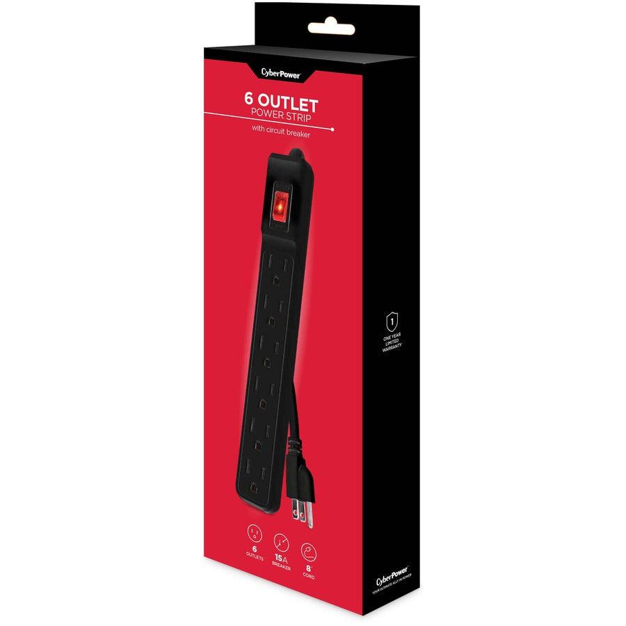 Cyberpower 8Ft Black 6 Outlet Power Strip Power Extension 2.4 M 6 Ac Outlet(S) Indoor