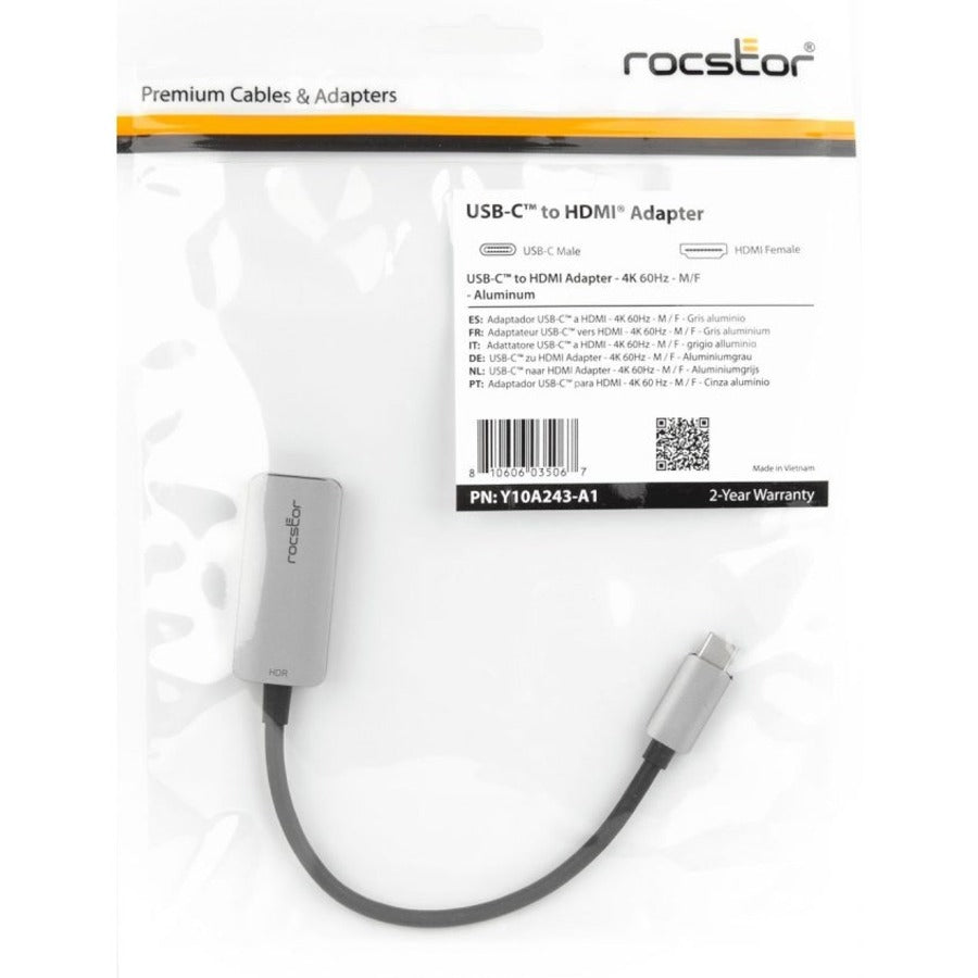 DISPLAYPORT 1.4 TO HDMI 2.0 4K 60HZ ADAPTER-M/F- ALUMINUM GREY Y10A243-A1
