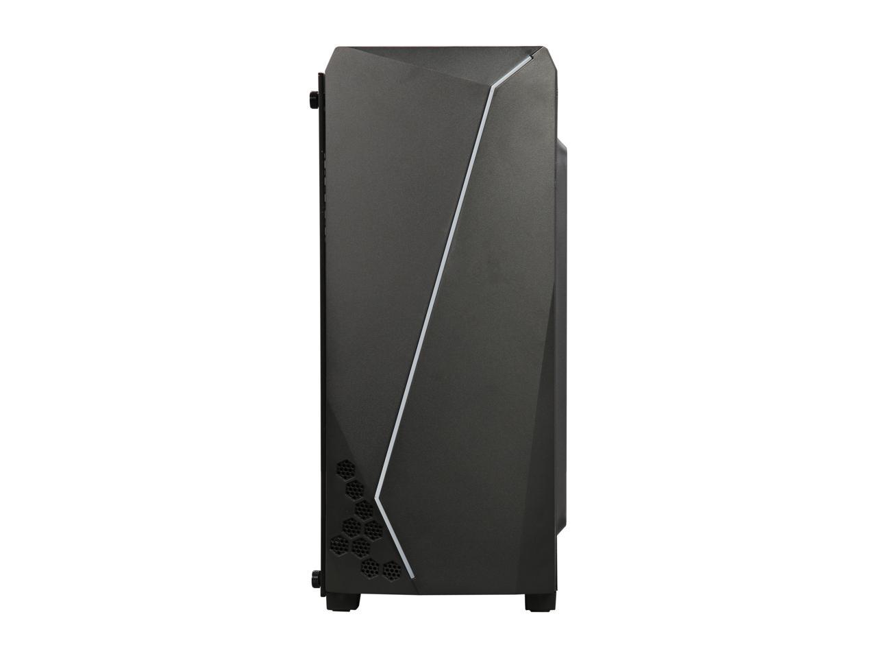 Diypc S2-Bk-Rgb Black Usb3.0 Steel/ Tempered Glass Atx Mid Tower Gaming Computer Case W/Tempered Glass Panel And Addressable Rgb Led Strip