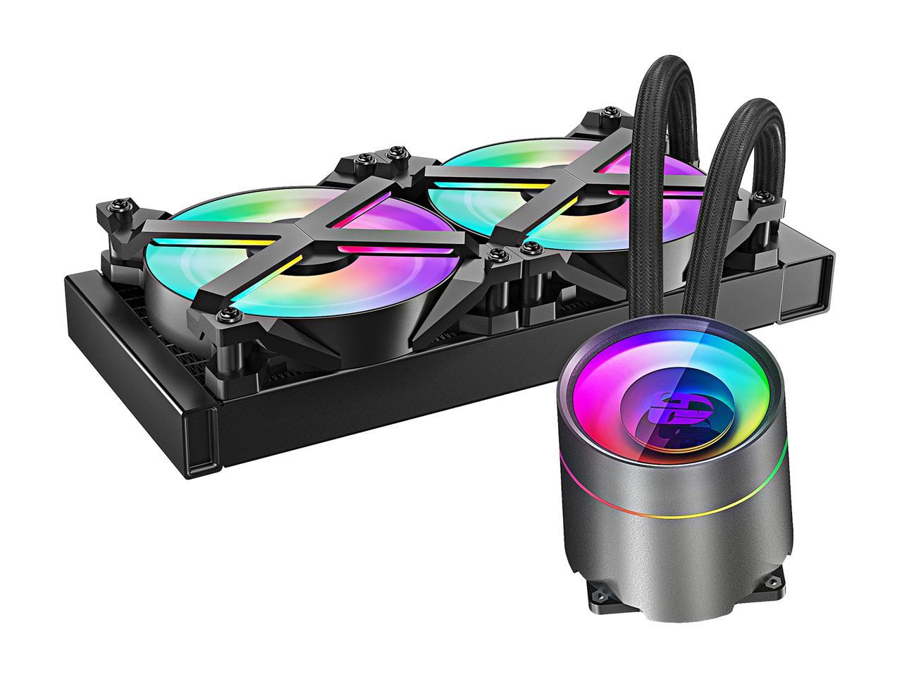 Deepcool Castle 240Ex Rgb Aio Liquid Cpu Cooler, Anti-Leak Technology, Two Mf120Gt A-Rgb Pwm Fans,