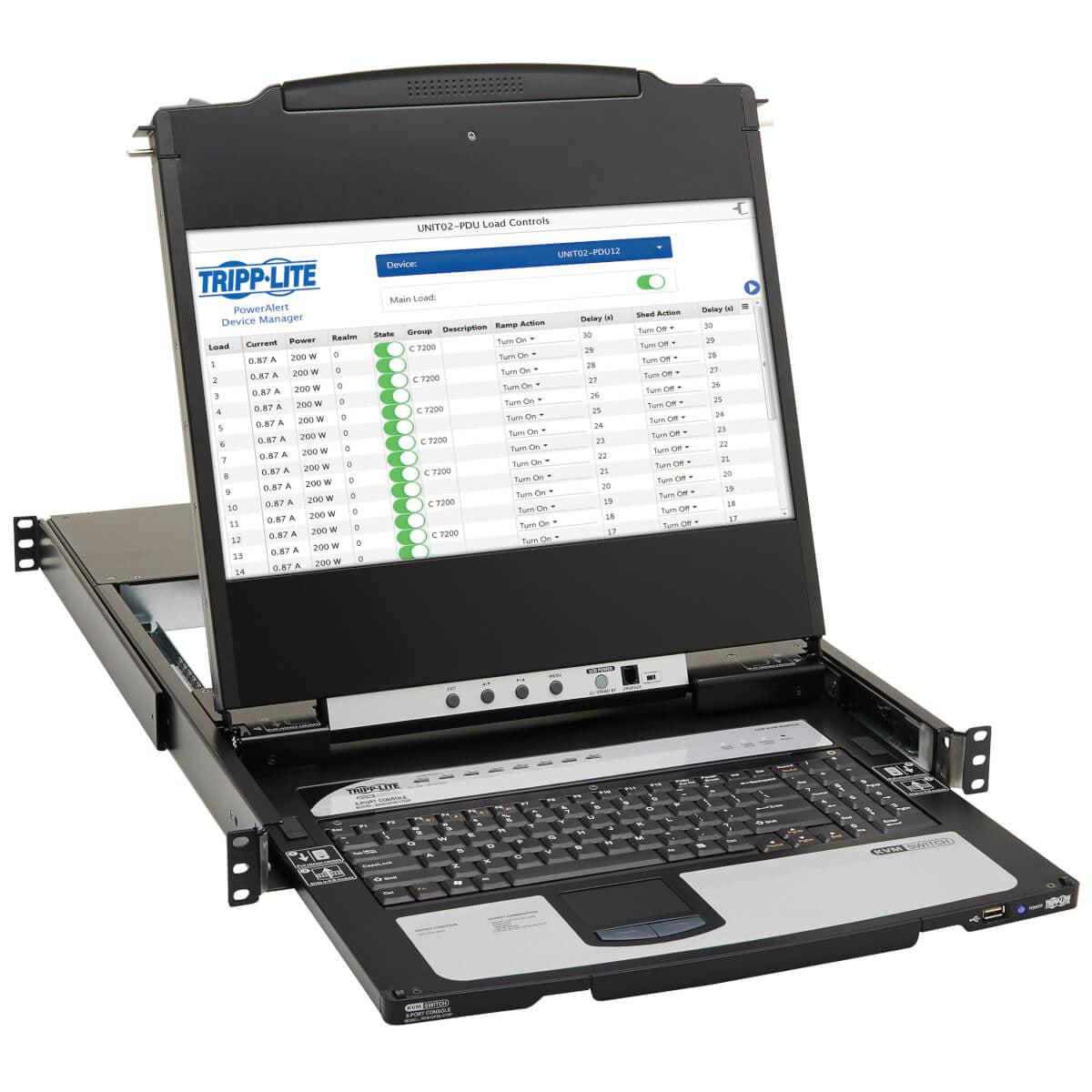 DisplayPort KVM Console 8-Port with 17 inch LCD - IP Remote Access | Tripp Lite B030-DP08-17DIP