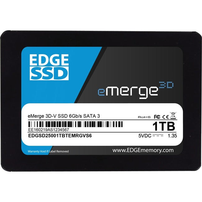 EDGE eMerge 3D-V 1 TB Solid State Drive - 2.5 Internal - SATA (SATA/600) - TAA Compliant" PE252328