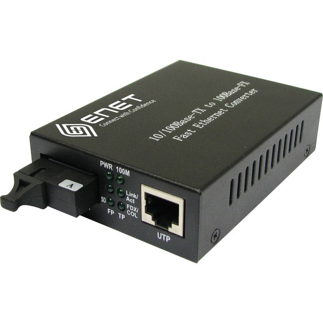 ENET 1x 10/100/1000Base-T Power Over Ethernet (PoE) RJ45 to 1x Duplex SC Gigabit Ethernet Single-mode Duplex SC Connector, 20km, IEEE802.3, 33W total ENMC-FGETP-SMF