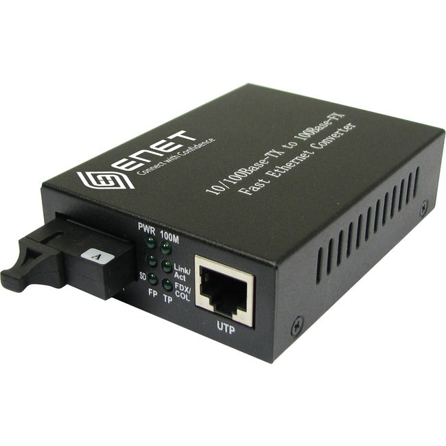 ENET 1x 10/100Base-T Power Over Ethernet (PoE) RJ45 to 1x Duplex SC 100Base-LX Single-mode 20km; IEEE802.3; 33W total ENMC-FETP-SMF