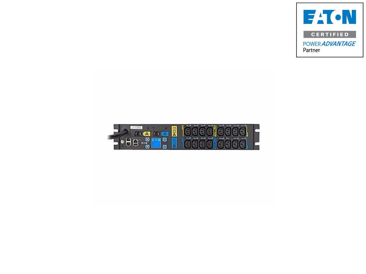 Eaton Managed rack PDU, 2U, L6-30P input, 5.76 kW max, 200-240V, 24A, 10 ft cord, Single-phase, Outlets: (16) C13 Outlet grip EMAU07-10