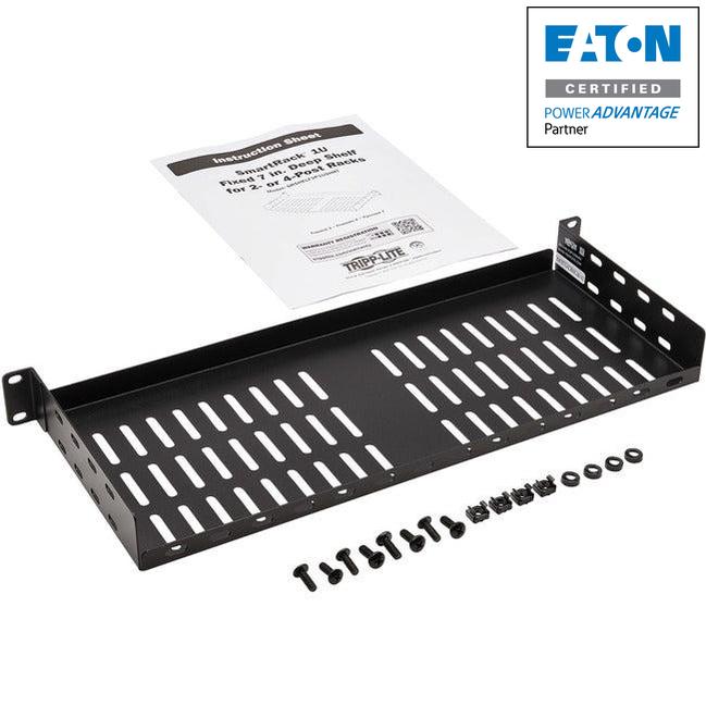 Eaton Tripp Lite Series SmartRack Cantilever Fixed Steel Rack Shelf - 1U, Vented, 7 in. (17.8 cm) Deep, Holds up to 40 lb. (18 kg) SRSHELF2P1USHRT
